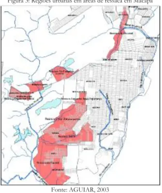 Figura 3: Regiões urbanas em áreas de ressaca em Macapá 