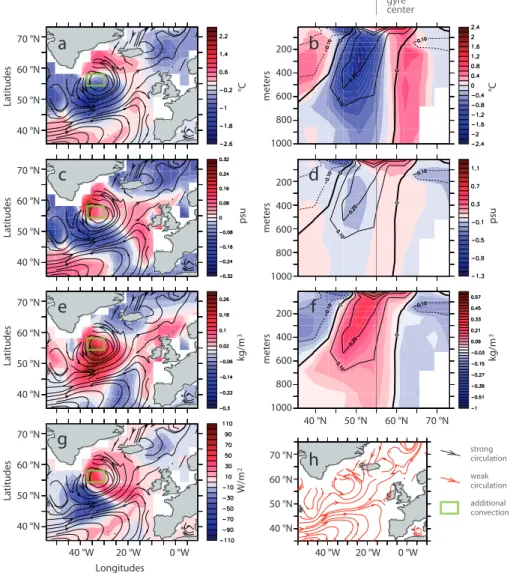 Fig. 2. Difference between the strong (15 mSv forcing) and weak (control) SPG circulation