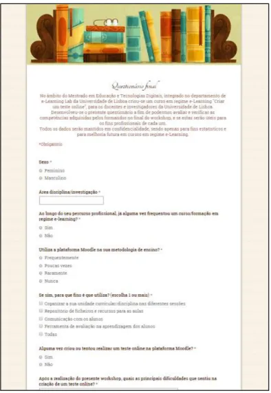Figura 2 - Questionário final para os docentes 