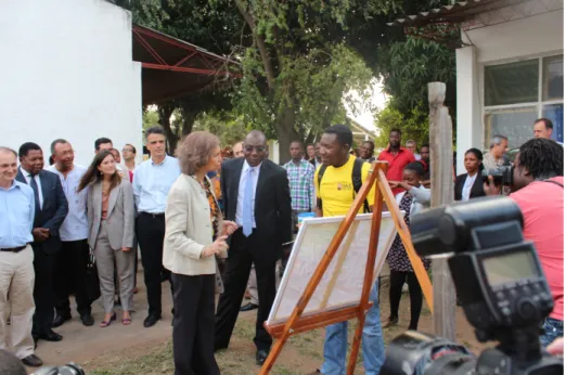 Figura 1.Rainha Sofia de Espanha,por ocasião da sua visita ao Instituto Superior de Artes e Cultura (ISArC),  Moçambique, em 2013