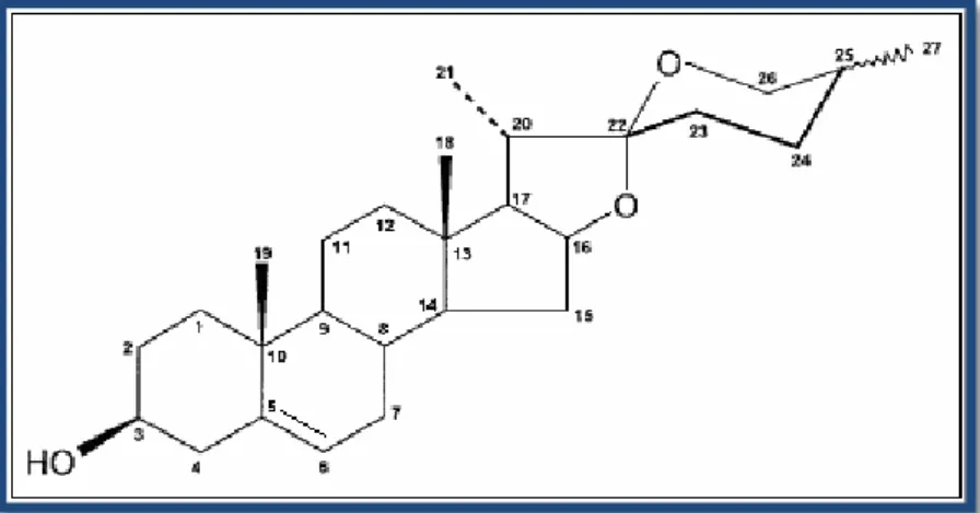 Figura 2 - Estrutura química da diosgenina. (Raju, J. et al, 2009)