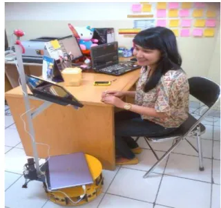 Fig. 5. Teleconference with a client using robot