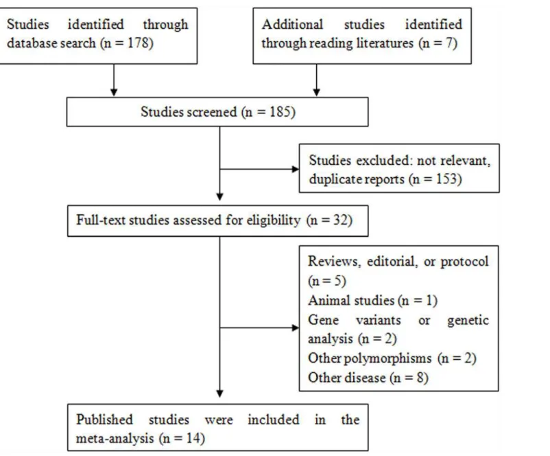 Fig 1. Flow chart depicting exclusion/inclusion of individual studies for meta-analysis.