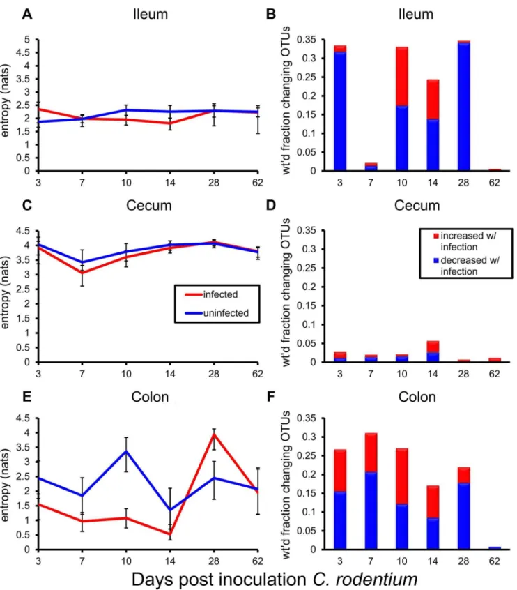Figure 2. Systems-level measures of microbiota diversity dynamics and tissue recovery times in response to infection