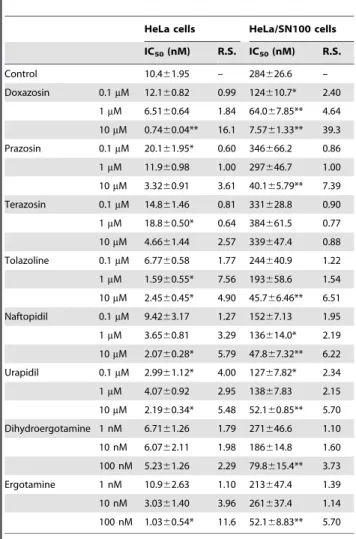 Table 1. IC 50 values for mitoxantrone in HeLa and HeLa/