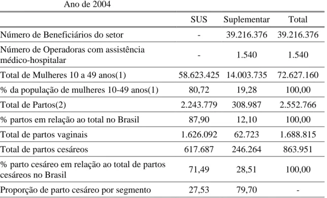 Tabela 5 - Informações materno-neonatais do Brasil em 2004. 