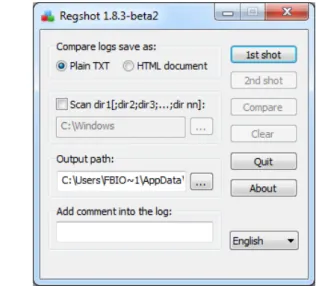 Figure 5.12: Screenshot of the Regshot application while executing on the system.