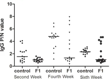Fig 2. The serum IgG levels in first-generation rats. Maternal PBS exposure was used in the experimental control rats(F0 matPBS ), and maternal OVA exposure was used in the F1 experimental rats(F0 matOVA ), which were randomly divided into the OVA and non-