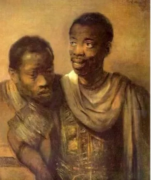 Figure 6. Rembrandt van Rijn, c. 1661,  Two young Africans . Collection Mauritshuis, The Hague