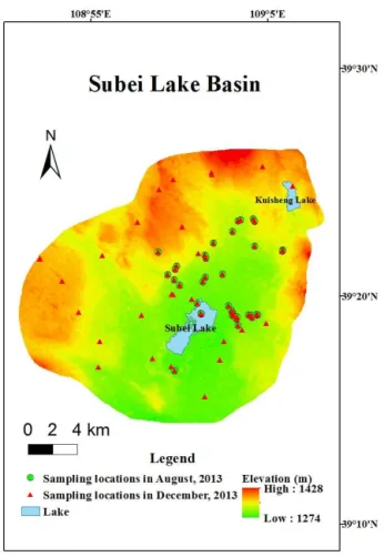 Figure 5. Sampling locations in August and December 2013.