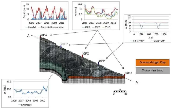 Fig. 3. Configuration of boundary conditions for the river, floodplain and groundwater domains.