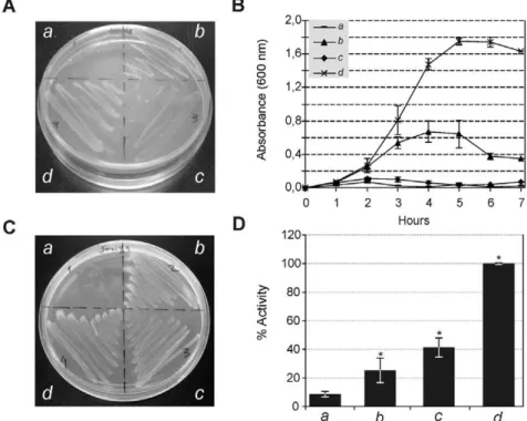 Figure 4. Functionality of TatA subunits. Complementation of the E. coli D tatA– D tatE (JARVI6-P) with heterologous tatA genes from A