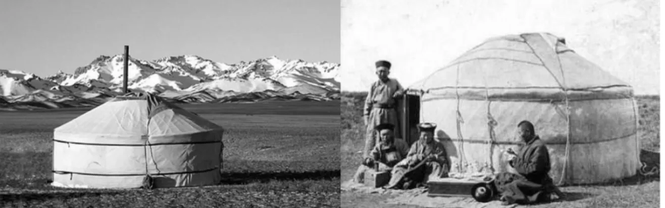 Figura 8- Yurt Mongol  Figura 9- Tribo junto do abrigo, Yurt 
