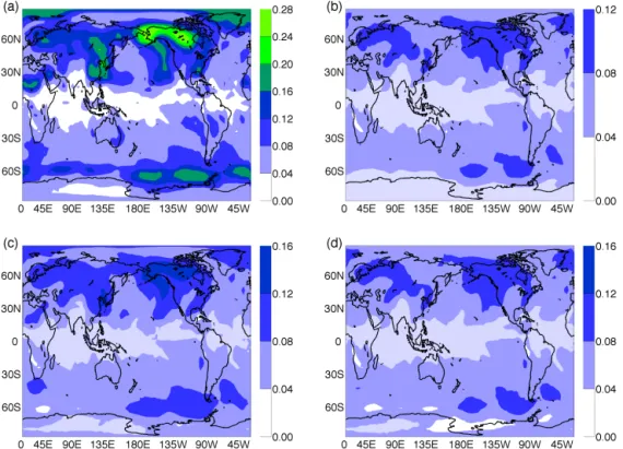 Figure 8. Maps of averaged AWC, revealing the internal variability network when the NAO index is removed from the time series (see Sect
