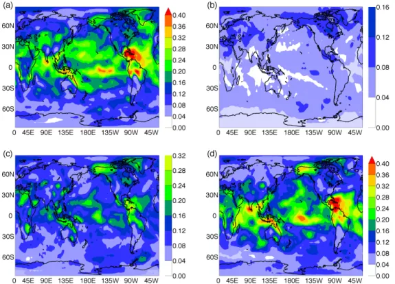 Figure 6. Maps of AWC of the forced component of the network when the index ENSO3.4 is removed from the time series (for the description of the index and for the removal procedure, see Section 3.2)