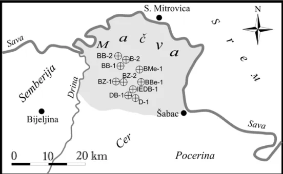 Figure 2. Location of drilling holes in Mačva basin 