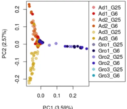 Figure 3.7 – PCA of SNP variation in chromosomes with O 3+4  arrangement.