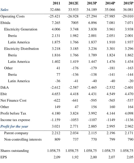 Table 13 – Forecasted income statement (€m)