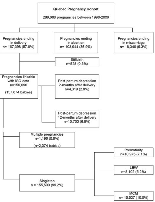 Figure 2. Quebec Pregnancy Cohort and outcomes. Prevalence of pregnancy outcomes during the period 1998–2009.