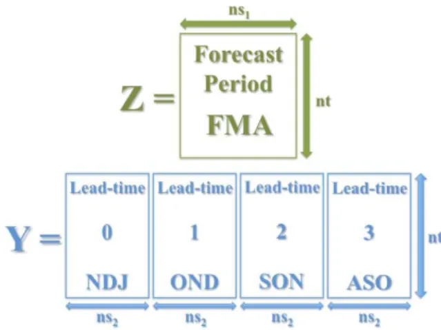 Figure 2. Predictand (Z) and predictor (Y ) fields represented by their corresponding data matrices