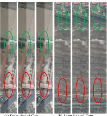 Figure 9. Examples of three and five images mosaicked virtual  image 