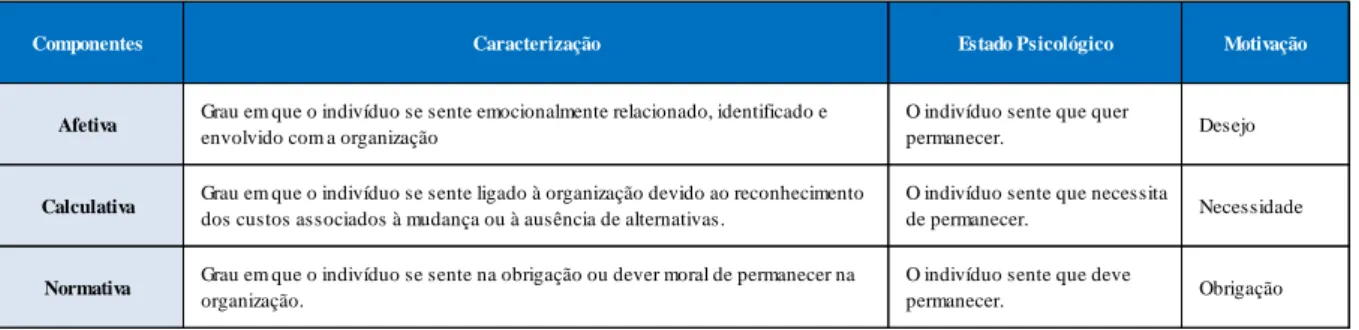 Figura 3 – Modelo das Três Componentes de Meyer e Allen (1991)  Fonte: Adaptado de Rego e Souto (2004) 