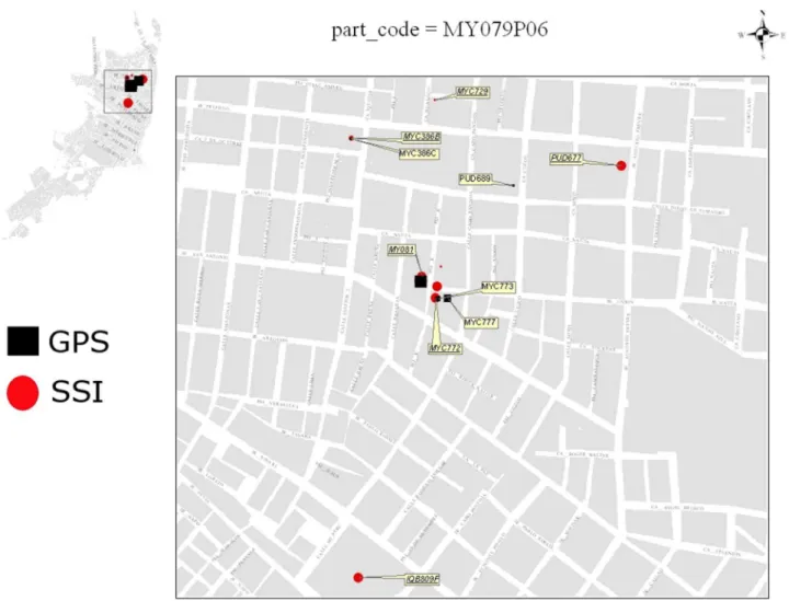 Figure 4. Sample map to interview participants about possible causes of discordance between GPS-derived vs