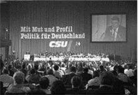 Figure 19 –Minister-President Franz Josef Strauß on the CSU party congress in  1987. SourceŚ ʻ Bundesarchiv B