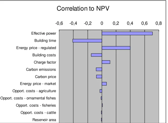 Figure 5. Sensitivity analysis: Correlation to NPV. 