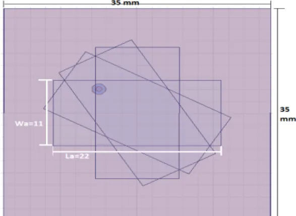 Fig 1 Coaxial Fed Rotated Stacked Patch Antenna