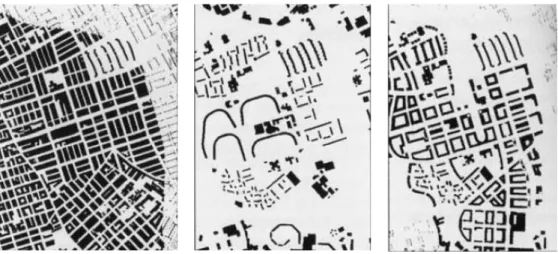Figura 2.10 – Hulme, Manchester. “Patterns of revolution and counter-revolution”. Esquerda: Hulme no Século XIX; 