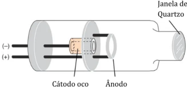 Figura 5: Esquema de uma lâmpada de cátodo oco (HCL) (Adaptado da Referência [76]). 