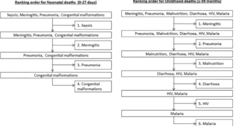 Fig 1. Ranking order for Hierarchical algorithms for childhood and neonatal deaths.