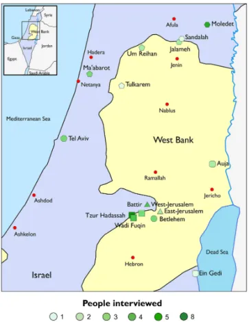 Figure 1. Locations of the interviews with GWN activists.