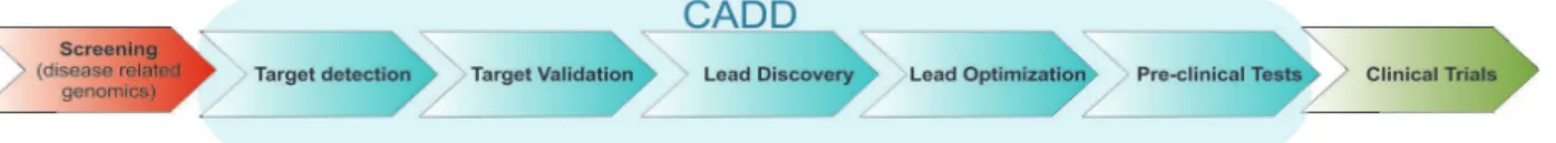 Fig. 1. Involvement of computer-aided drug design (CADD) in drug discovery and development.