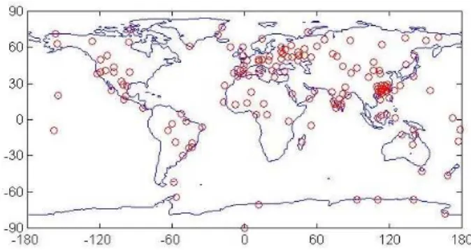 Figure 1. Global distribution of radiosounding sites used in CLAR.