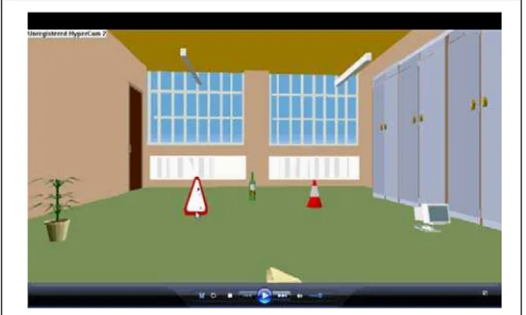 Figure 1. A screen shot of the virtual room containing the six  objects. 