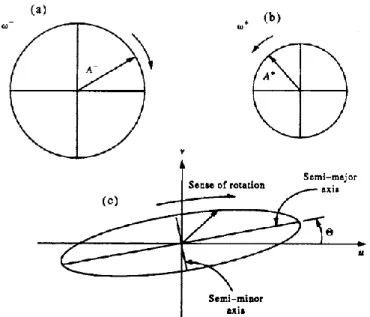 Fig. 5-Retirada de Emerson ans Richard, Elsiever (2001). Elipse de maré formada pela adição  vectorial de dois vectores circulares opostos