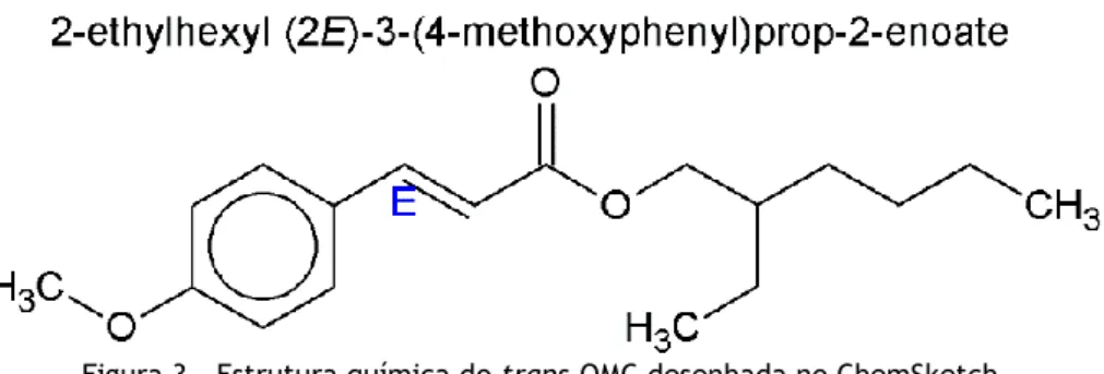 Figura 3 - Estrutura química do trans-OMC desenhada no ChemSketch. 