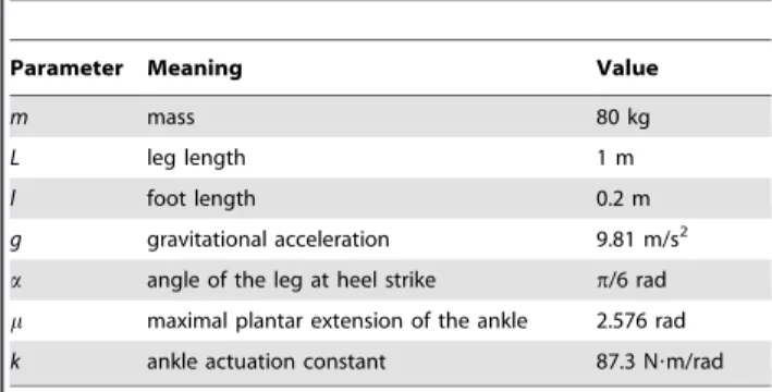 Table 1. Parameter values for the ankle actuated model.