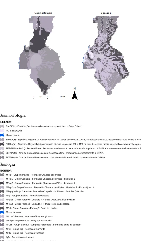 Figura 3: Geologia e Geomorfologia da área de estudo. Fonte: (IBGE, 2015). 