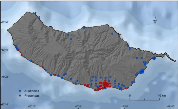 Figura 3.1- Presenças e ausências de Ae. aegypti na ilha da Madeira 