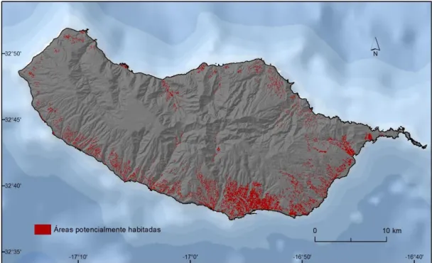 Figura 3.5- Distribuição espacial das áreas potencialmente habitadas 