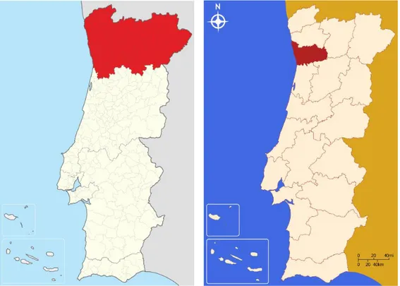 Figura 7 - Sinalização a vermelho representando  Norte de Portugal