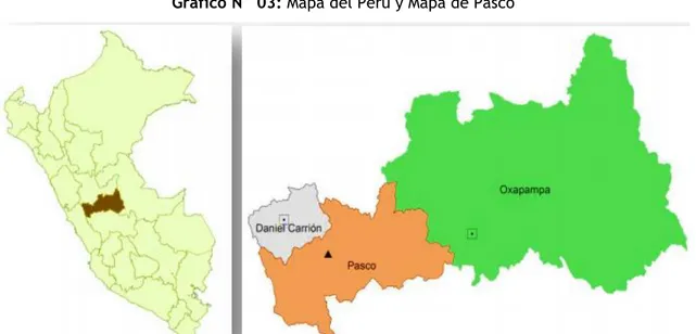 Gráfico N° 03: Mapa del Perú y Mapa de Pasco 