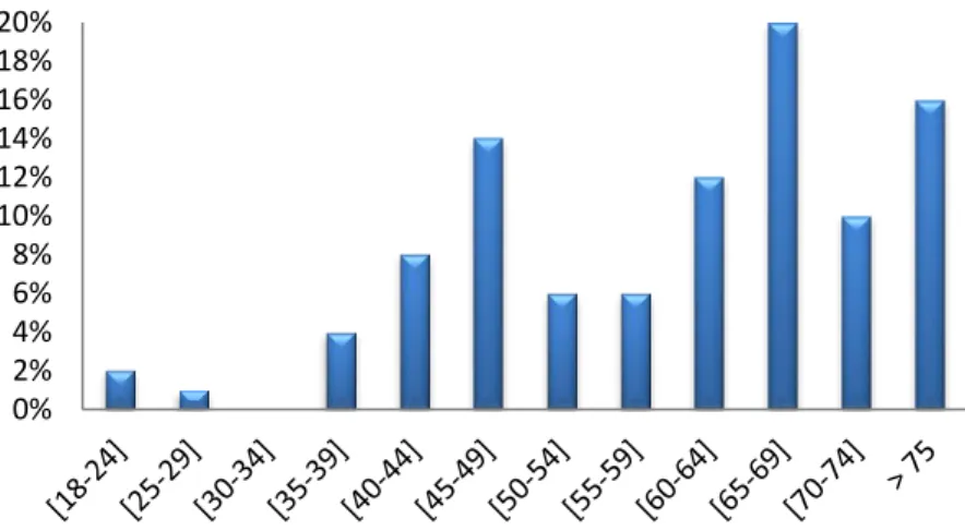 Gráfico 1. Distribuição das classes etárias da amostra analisada 