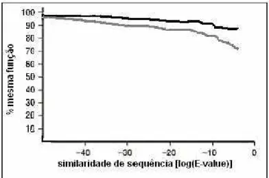 Figura 11: Percentual de similaridade de função de acordo com o E-Value 