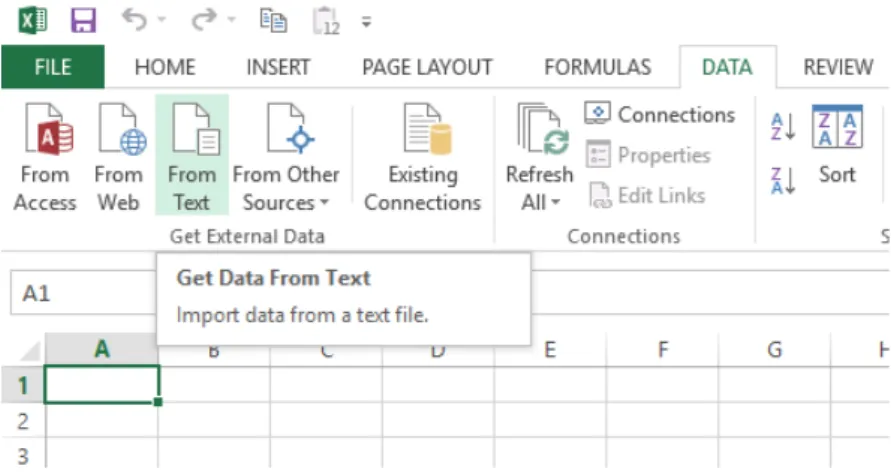 Figura 5.2: Como importar um ficheiro .txt para o Excel.
