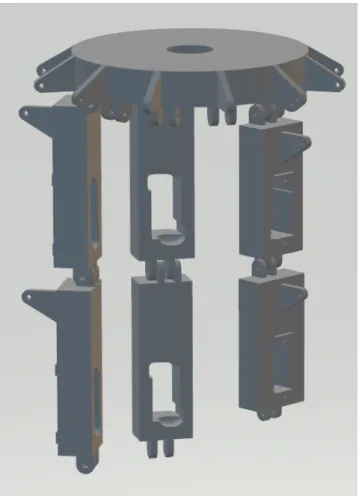 Figure 3.7: The gripper assembled with the modified block pieces. This 3D model represents the gripper shown in 3.7.