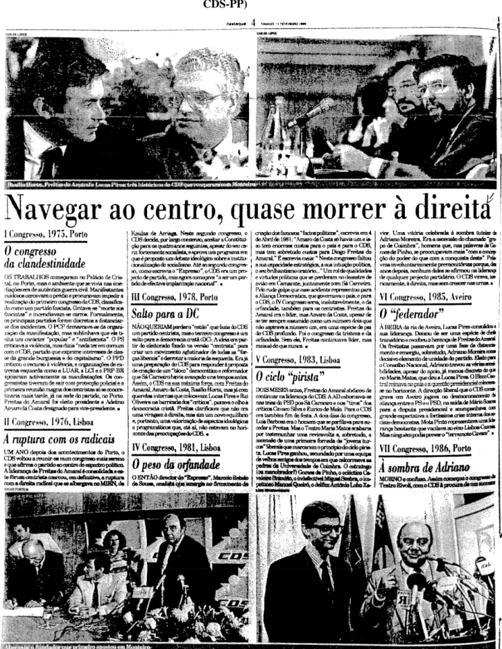 Figura 1. Peça com título expressivo apelativo – Público, 11 de Fevereiro de 1995 (congresso do  CDS-PP) 